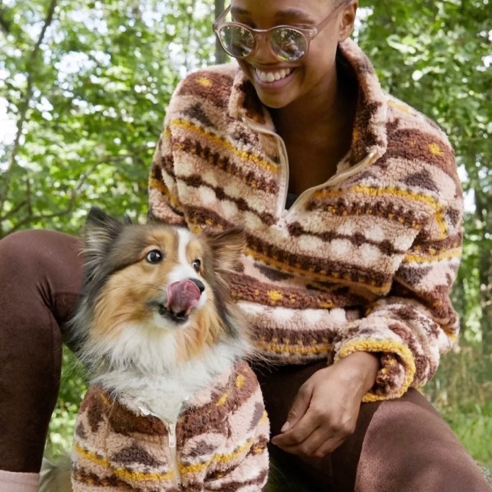 Aerie Aztec Sherpa Pull Over Quarter Zip